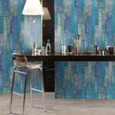 Ocean Blue Wood Look Wallpaper for Floor Renovation